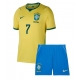 Brasilia Vinicius Junior #7 Kotipaita Lapsille MM-kisat 2026 Lyhythihainen (+ Lyhyet housut)