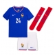 Ranska Ibrahima Konate #24 Kotipaita Lapsille EM-Kisat 2024 Lyhythihainen (+ Lyhyet housut)